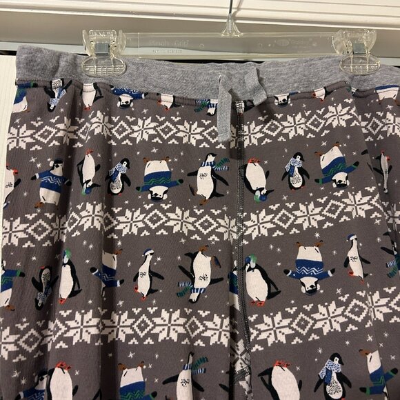 Womens HANNA ANDERSSON Sz L Gray Penguin Christmas Pajama Set - Picture 7 of 9